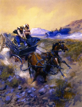 vaquero de indiana Painting - salvavidas 1910 Charles Marion Russell Indiana vaquero